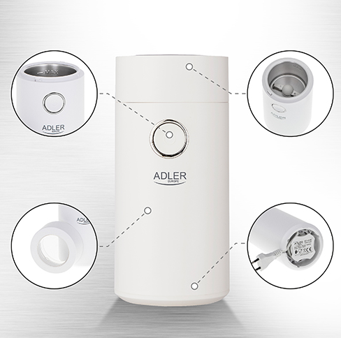 Кавомолка Adler AD 4446 white silver 75963115896 фото