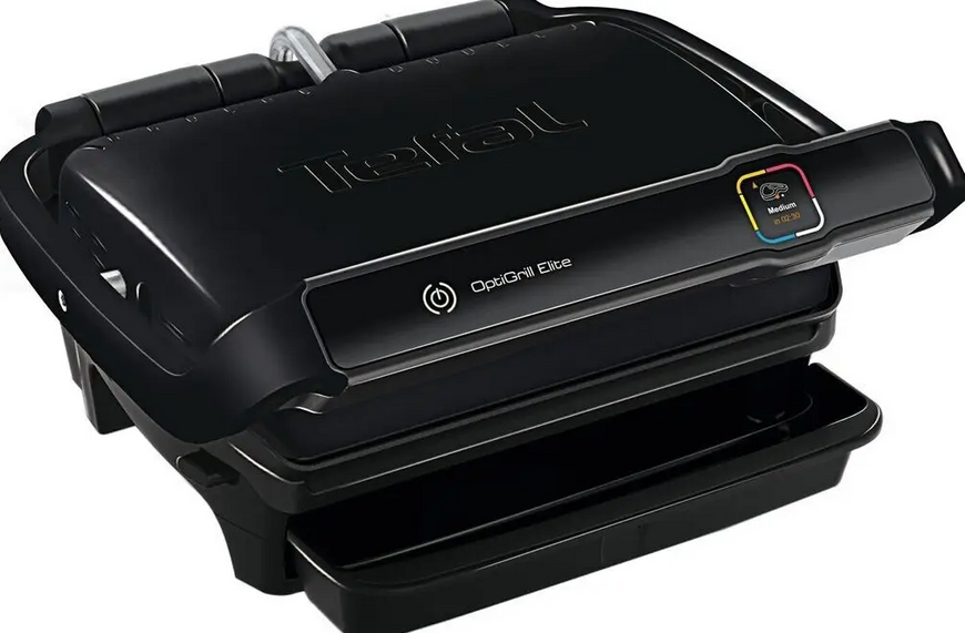 Електрогриль Tefal OptiGrill Elite GC750810, 2000 Вт, автоматичні програми, сенсор прожарки, антипригарні панелі 236952 фото