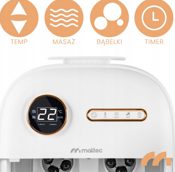 Ванночка для ніг гідромасажна MalTec PRO-Hydro500WS, 500 Вт, підігрів води, бульбашковий масаж, 6 точок масажу 9786544 фото