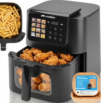 Аерогриль MalTec 114284 AirFryer2000W-8LB 8 л 2000 Вт | Мультипіч без олії з оглядовим вікном, сенсорним керуванням та 12 програма 5436453753 фото
