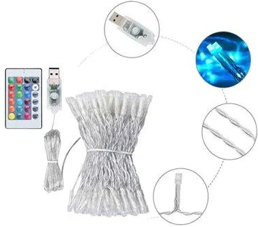 Світлодіодна гірлянда-штора 3&times;3 м 200 LED RGB 16 кольорів | USB гірлянда-завіса з пультом ДУ, 8 режимів та пам&rsquo;яттю 52156525632532 фото