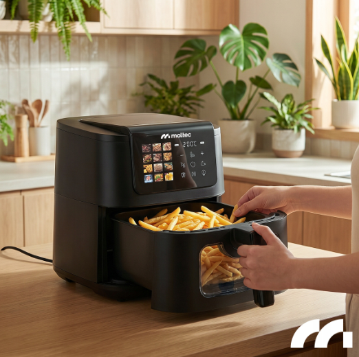 Аерогриль MalTec 114284 AirFryer2000W-8LB 8 л 2000 Вт | Мультипіч без олії з оглядовим вікном, сенсорним керуванням та 12 програма 5436453753 фото