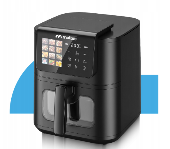Аерогриль MalTec 114284 AirFryer2000W-8LB 8 л 2000 Вт | Мультипіч без олії з оглядовим вікном, сенсорним керуванням та 12 програма 5436453753 фото