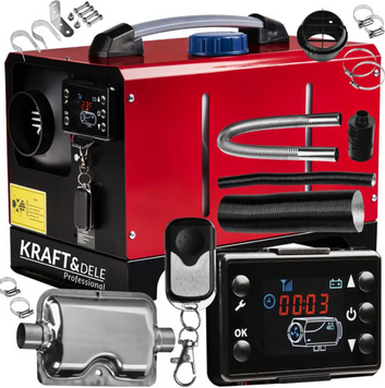 Автономний дизельний обігрівач Kraft&Dele WEBASTO KD11780 9 кВт, 12В/220В, автомобільний повітряний обігрівач з пультом 986451 фото