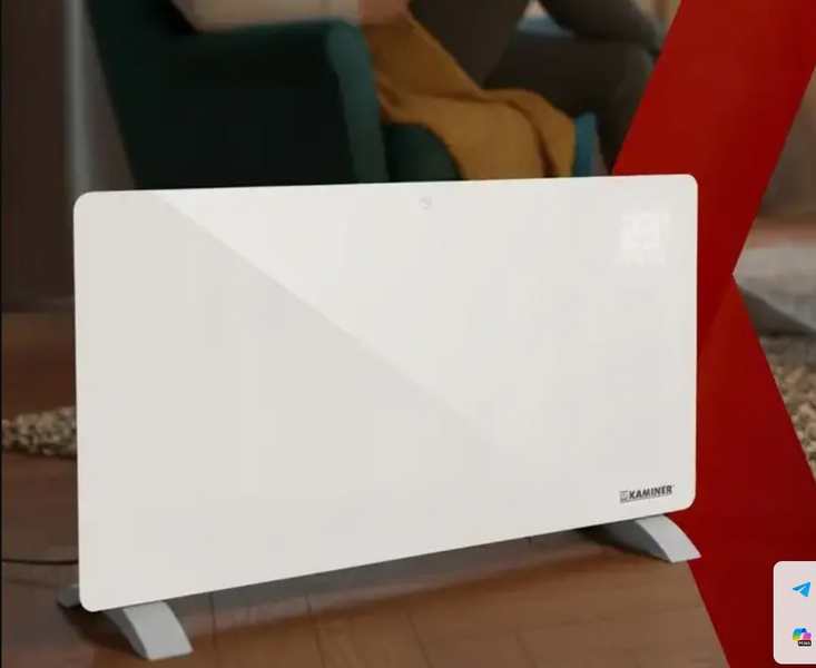 Електрообігрівач скляний Kaminer 26572 ZELVA 2500 Вт білий | Конвектор з Wi-Fi Smart Life, термостатом, пультом та IP24 00088899 фото