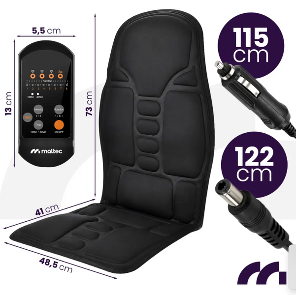 Масажна накидка на крісло MalTec 115192 SeatVibe з підігрівом | Вібраційний масажер 7 моторів, 8 режимів, 3 зони, 12 В/220 В 0987634 фото