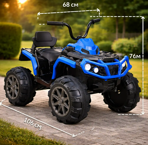 Дитячий електроквадроцикл синій, 12V 7Ah, 25W, світло, музика, USB, до 30 кг, електроквадроцикл для дітей moto5 фото