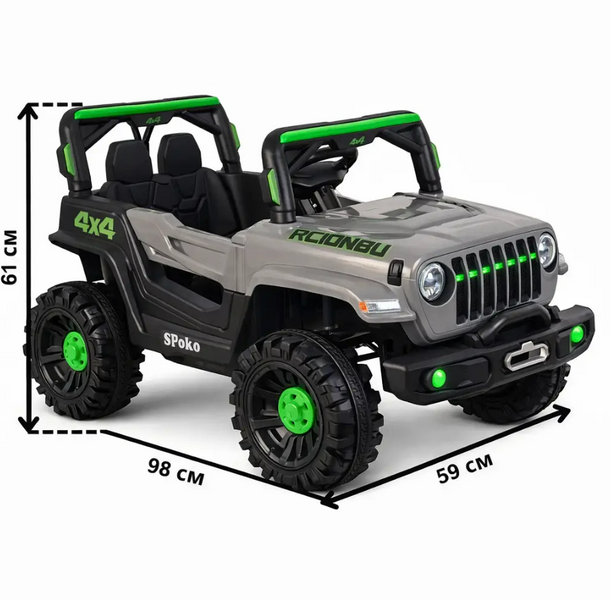 Дитячий електромобіль джип 4x4 сірий, 12V 7Ah, 4 мотори, пульт керування, світло, музика, електромобіль для дітей до 30 кг moto8 фото