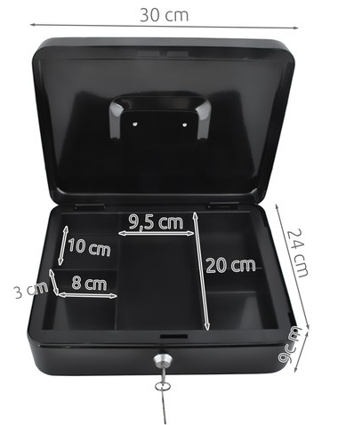 Великий металевий сейф-кешбокс Malatec 01216, 30&times;24&times;9 см, з замком і ключами 3565223634 фото