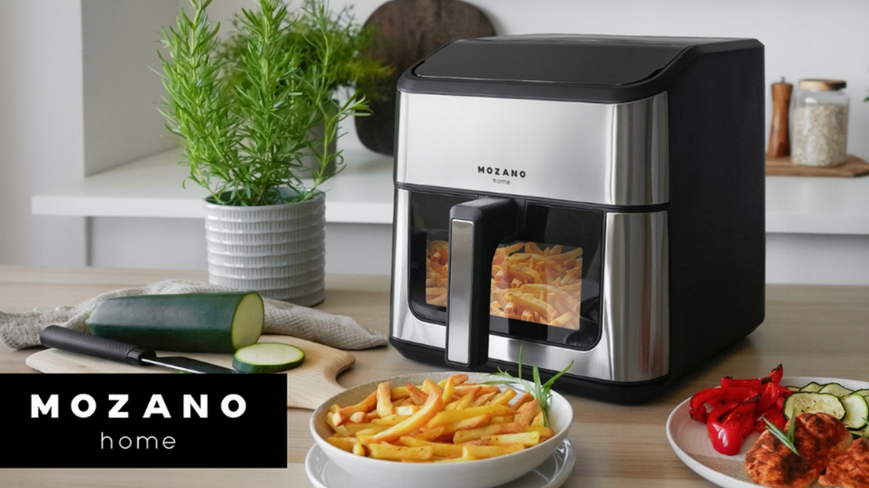 Аерофритюрниця Mozano AirFry Chef AGD/FRY/03#STA, 8 л, 1800 Вт, електрична фритюрниця з сенсорним дисплеєм і програмами приготування 343434334 фото