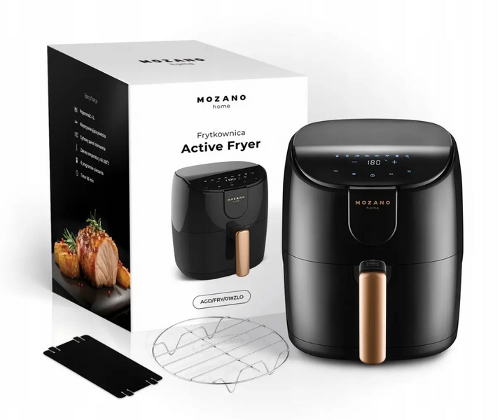 Мультипіч, аерофритюрниця Mozano Active Fryer AGD/FRY/01 Gold, 4 л, 1500 Вт &ndash; Золота ера здорового приготування 2421212 фото