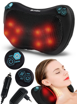 Масажна подушка MalTec 110996 UltraComfy30W-01 Shiatsu 30 Вт з підігрівом | Масажер для шиї, спини та тіла 8 точок, 230 В/12 В 86354134523 фото