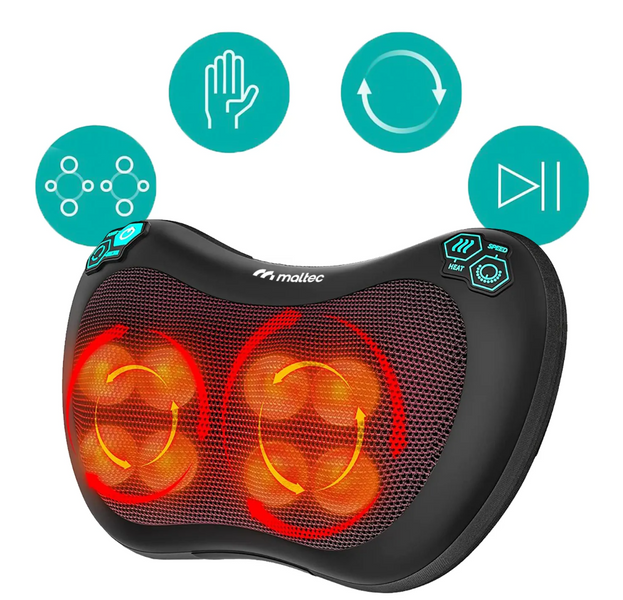 Масажна подушка MalTec 110996 UltraComfy30W-01 Shiatsu 30 Вт з підігрівом | Масажер для шиї, спини та тіла 8 точок, 230 В/12 В 86354134523 фото