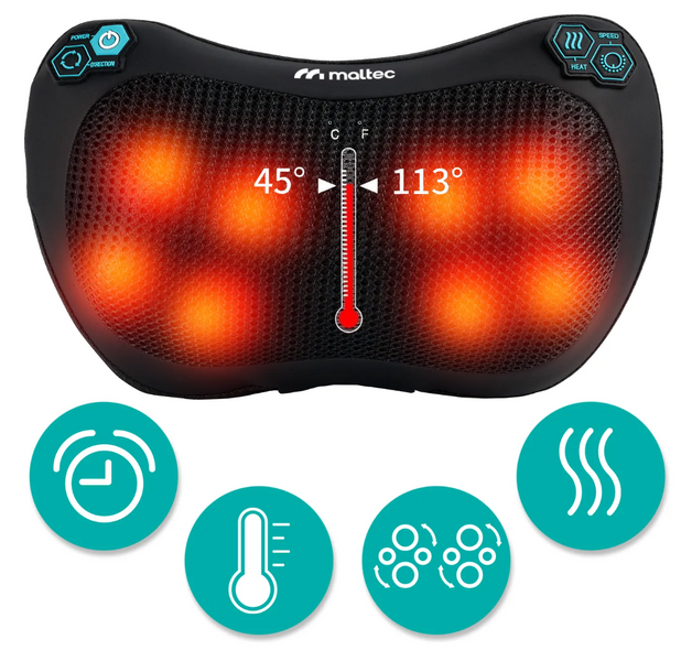 Масажна подушка MalTec 110996 UltraComfy30W-01 Shiatsu 30 Вт з підігрівом | Масажер для шиї, спини та тіла 8 точок, 230 В/12 В 86354134523 фото