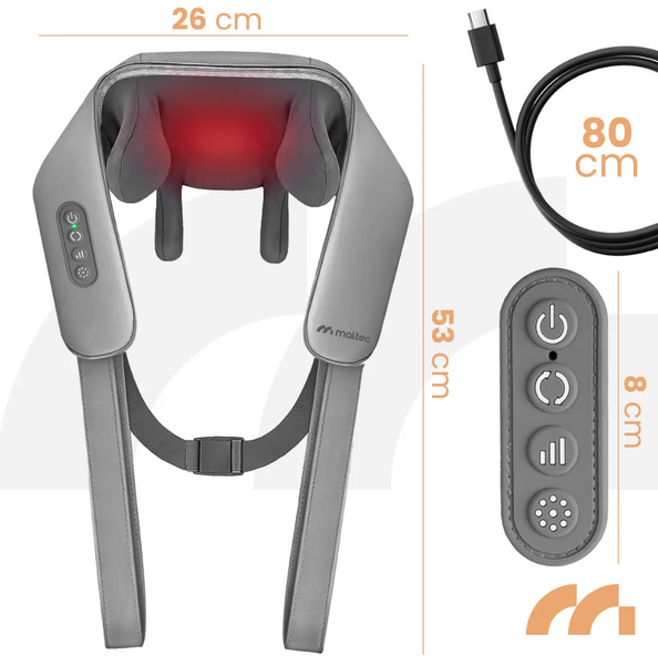 Бездротовий масажер для шиї та плечей MalTec 113497 Health PRO-Comfy25W 25 Вт | 6D масаж, підігрів, 3 швидкості, USB-C 6541563632 фото