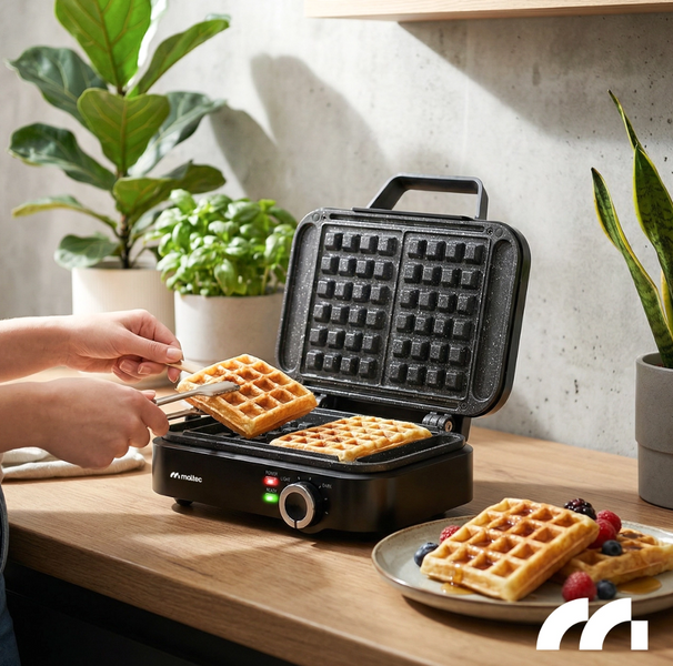 Вафельниця MalTec 114778 WM2000W 2000 Вт | На 2 великі вафлі, мармурове антипригарне покриття, регулювання температури 45453536452452 фото