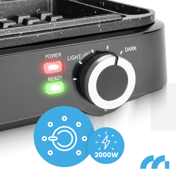Вафельниця MalTec 114778 WM2000W 2000 Вт | На 2 великі вафлі, мармурове антипригарне покриття, регулювання температури 45453536452452 фото
