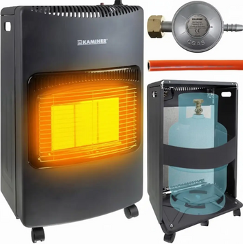 Газовий балонний обігрівач Kaminer CZ 26158, 4200 Вт, 3 режими, до 60 м&sup2;, шланг і редуктор у комплекті, складна версія SLIM 19516512365 фото