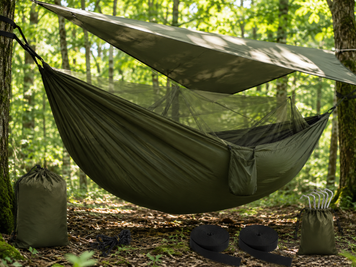 Туристичний гамак Trizand 25364, з тентом, москітною сіткою, до 250 кг, 260x140 см, комплект для кемпінгу 2651452185 фото