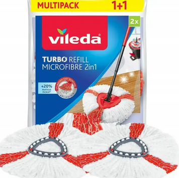 Змінні насадки для швабри Vileda Turbo Microfibre 2in1 &mdash; набір 2 шт., для ефективного прибирання 213343552 фото
