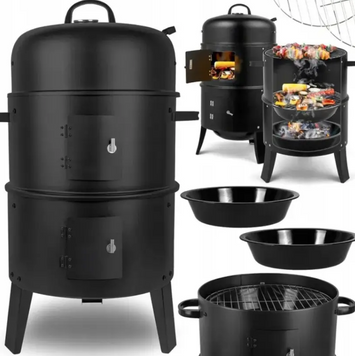 Коптильня 3в1 MalTec Curron SmokeHouse GM8000 108085, вугільний гриль, мангал, вогнище, з термометром 83645387 фото