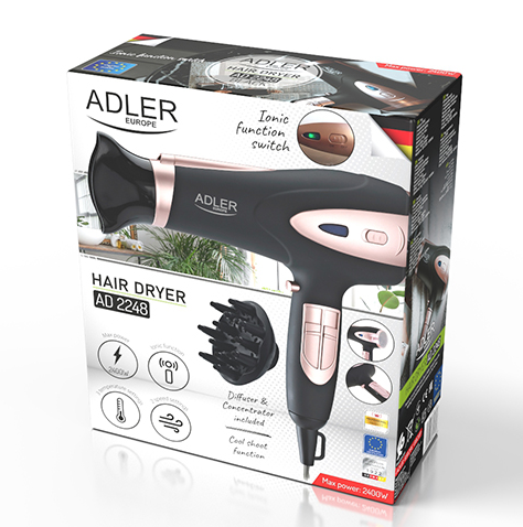 Фен Adler AD 2248 2200W ION Black 63425946210 фото