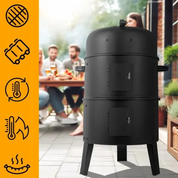 Коптильня 3в1 MalTec Curron SmokeHouse GM8000 108085, вугільний гриль, мангал, вогнище, з термометром 83645387 фото