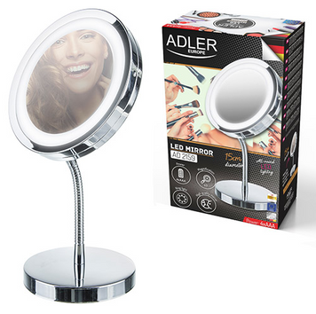 Косметичне дзеркало з підсвічуванням Adler AD 2159, LED, 3-кратне збільшення, портативне 145965223 фото