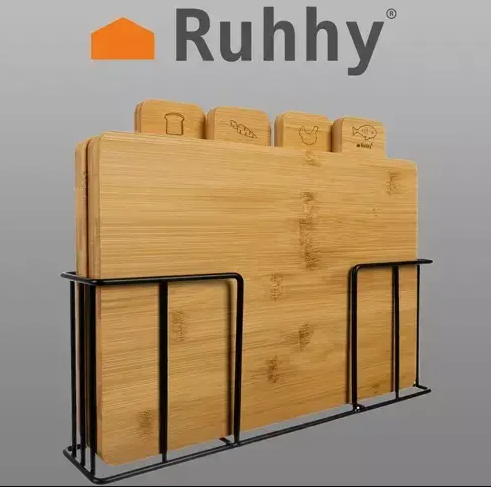Набір бамбукових обробних дощок Ruhhy 19338 &mdash; 4 шт з підставкою, екологічні та гігієнічні 5262737378 фото