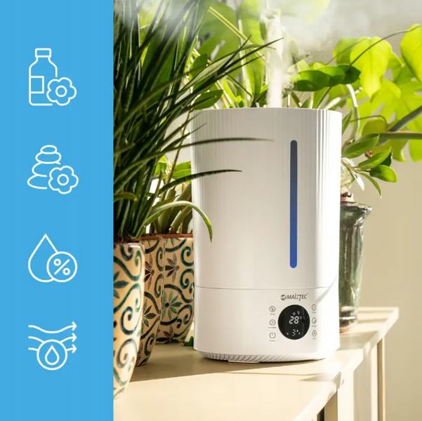 Ультразвуковий зволожувач повітря Maltec WT-5000-ION, 5 л, іонізація, гігростат, таймер 12 год, 300 мл/год, сенсорна панель, пульт, аромадифузор 144545236 фото