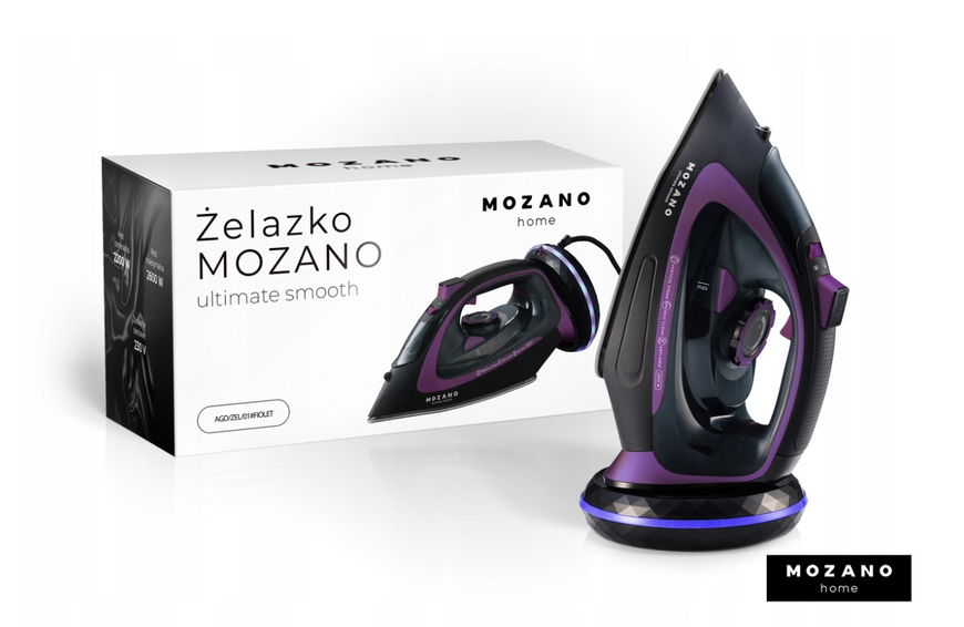 Безпровідна парова праска Mozano Ultimate Smooth 2600 Вт з керамічною підошвою AGD/ZEL/01#FIOLET   9852364785 фото