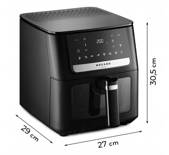 Фритюрниця без жиру Mozano AirFry Artcook FRY/04#CZA, 1700 Вт, 6,5 л, сенсорне керування, 10 програм 28951506 фото