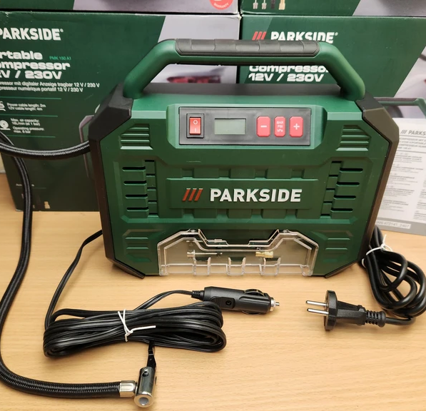 Автомобільний компресор Parkside PMK 150 A1, 12В/220В, 150 Вт, цифровий манометр, 8 бар, 18 л/хв 1451251451 фото