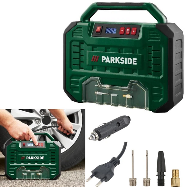 Автомобільний компресор Parkside PMK 150 A1, 12В/220В, 150 Вт, цифровий манометр, 8 бар, 18 л/хв 1451251451 фото